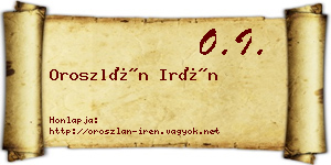 Oroszlán Irén névjegykártya